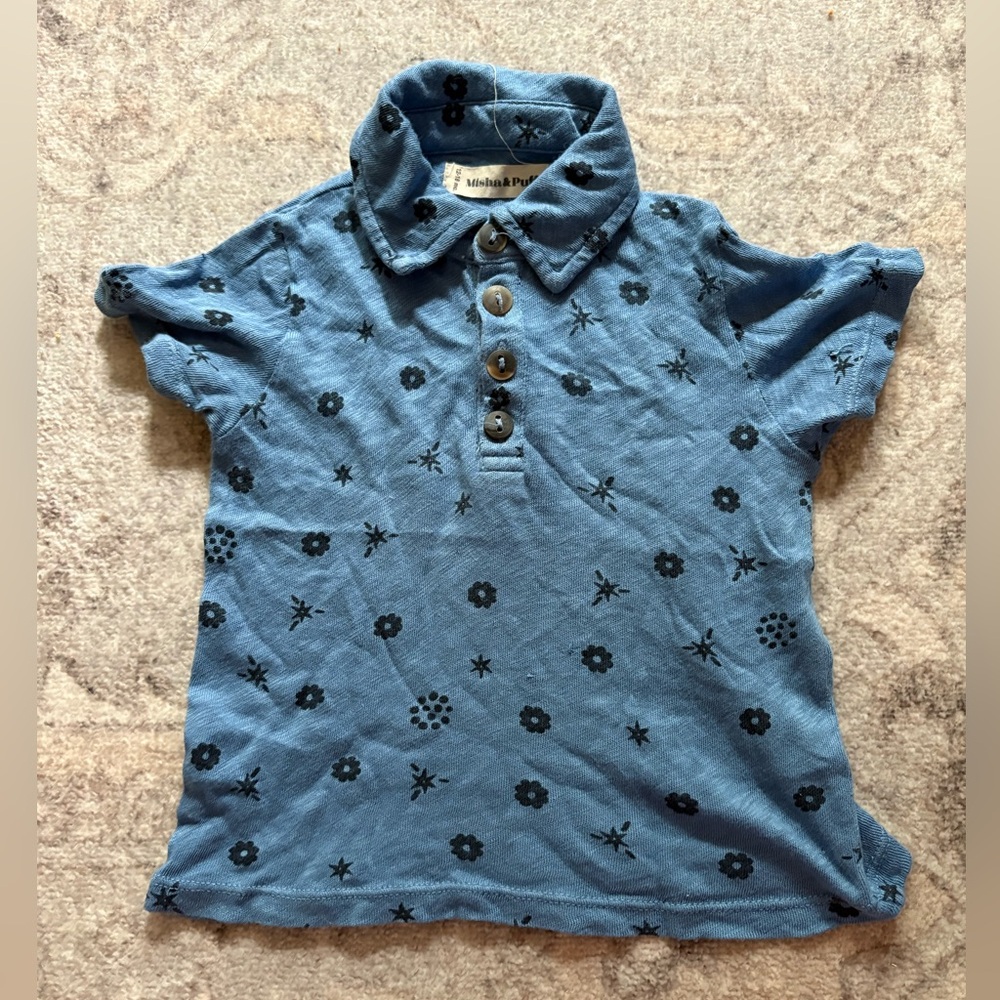 Blue Misha and puff bandana Polo Shirt 12/18m